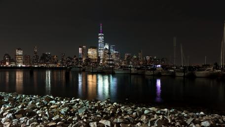 Lower Manhattan by night wallpaper