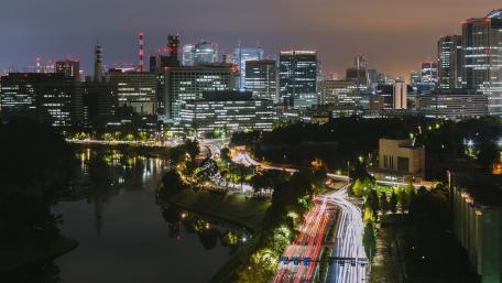 Urban Nightscape of a Vibrant City wallpaper