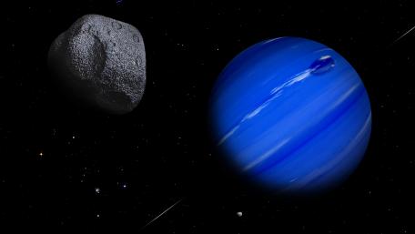 Blue planet and an asteroid wallpaper