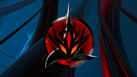 Futuristic Alien Emblem in Blue Abyss wallpaper