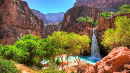 Majestic Canyon Waterfall Scene wallpaper