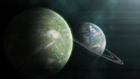 Captivating Space Art of Ringed Planets in 4K Quality wallpaper