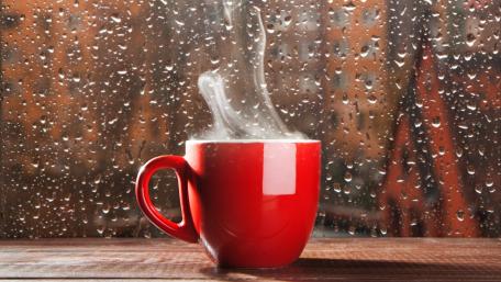 Steamy Coffee on a Rainy Day wallpaper