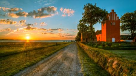 Sunrise Serenity in Rural Germany's Temple wallpaper