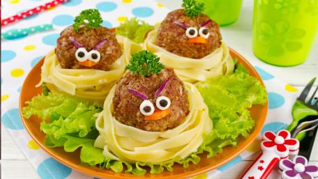 Charming Meatball Creatures with Pasta Decor wallpaper