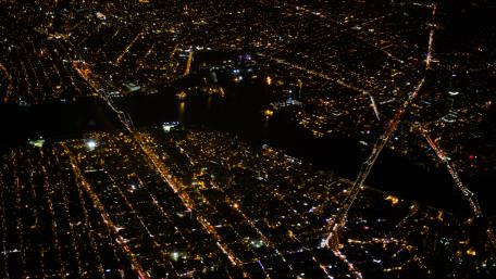 Aerial View of the Brooklyn, Manhattan & Williamsburg Bridges at Night wallpaper