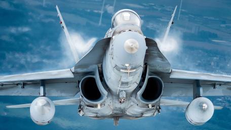 Majestic Military Jet in Flight wallpaper