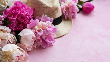Blossoms and a Charming Hat Arrangement wallpaper