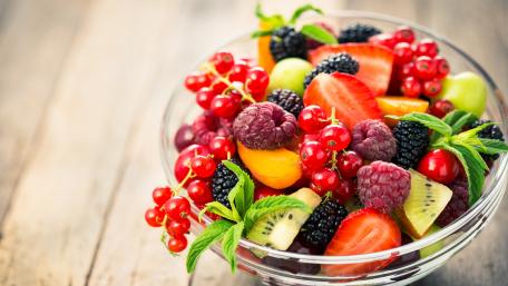 Vibrant Fresh Fruit Salad Delightful Presentation of Nature's Best Flavors in 4K wallpaper