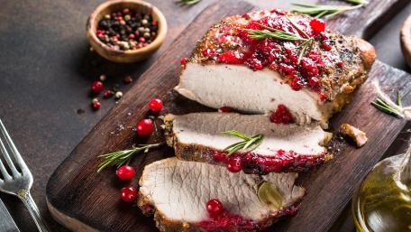 Succulent Roast Meat with Cranberry Glaze and Herbs wallpaper