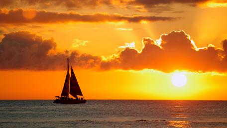 Sunset Sailboat Serenity wallpaper