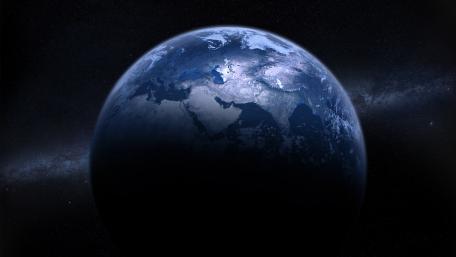 Earth from Space in Darkness wallpaper