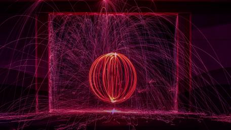 Glowing Orb of Night in Striking Pink wallpaper