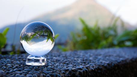 Glass ball landscape reflection wallpaper