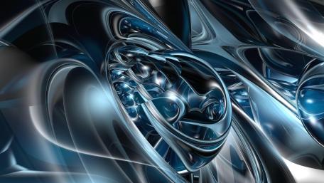 3D Blue fractal shape wallpaper