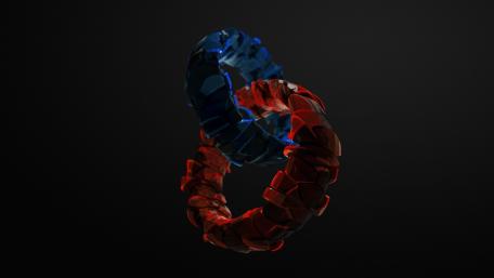 3D red and blue rings wallpaper