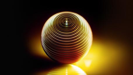 Golden Sphere in Mesmerizing Glow for Meditation Decor wallpaper