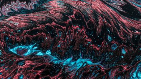 Vibrant Fluid Dynamics in Blue and Red Hues wallpaper