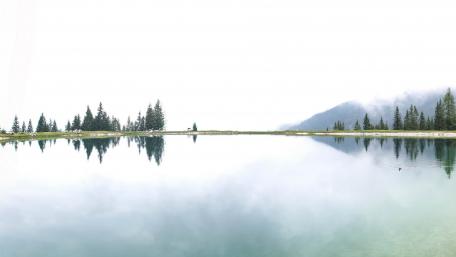 Serene Lake Reflections in Nature's Embrace wallpaper