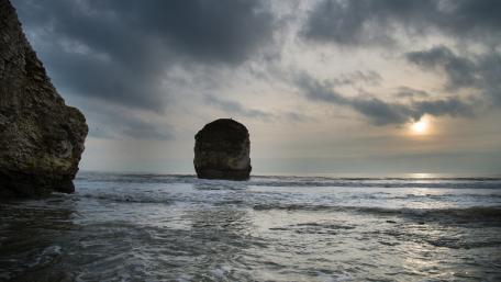 Majestic Sea Stack at Dusk wallpaper