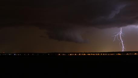 Wall Cloud & Cloud-to-Ground Lightning wallpaper