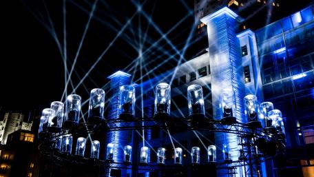 Illuminated Urban Nightscape wallpaper