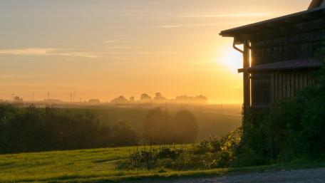 Tranquil Countryside Sunset Glow wallpaper