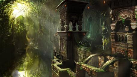 Ancient fantasy temple ruins wallpaper