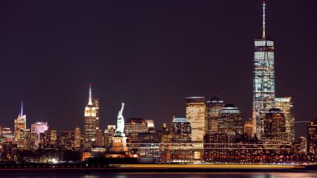 Iconic New York City Skyline at Night wallpaper