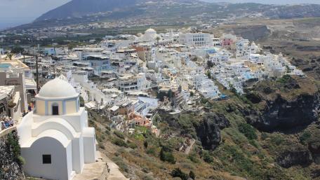 Aerial View of Santorini's Charming Architecture wallpaper