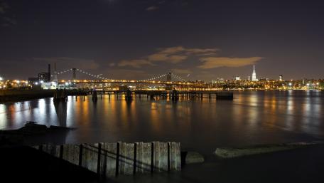 Serene City Night by the River wallpaper