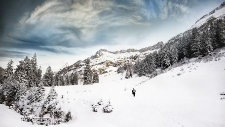 Winter hiking wallpaper