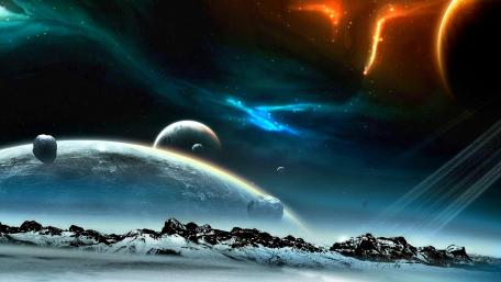 Futuristic Nightscape of an Alien World wallpaper