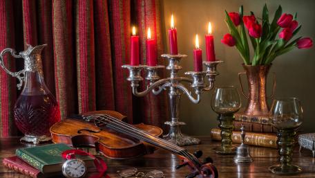Violin still life photography wallpaper