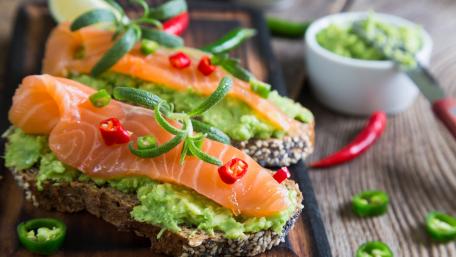 Delicious Salmon Avocado Sandwich Wallpaper wallpaper