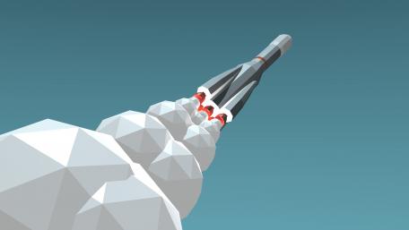Rocket launch Low poly minimal art wallpaper
