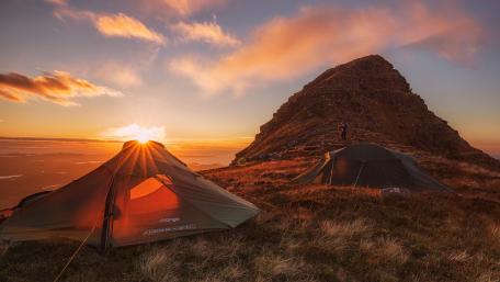Serene Sunset Camping Experience in Nature wallpaper