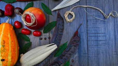 Autumn Harvest on Rustic Wood Planks wallpaper