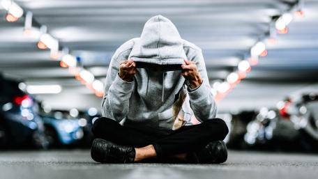 Sad Man on parking wallpaper