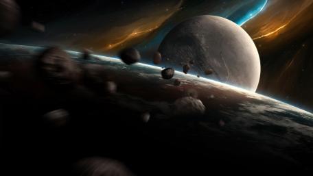Cosmic Dance of Planets and Meteorites wallpaper