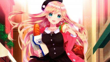 Radiant Anime Girl with Flowing Locks wallpaper
