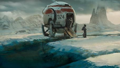 Space Explorers on Alien Ice World wallpaper