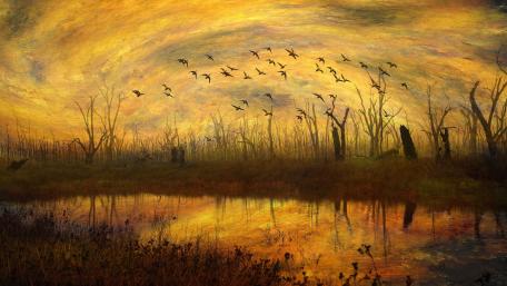 Autumn scenery painting art wallpaper
