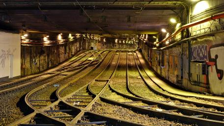 Tracks in the Lemonnier Premetro Station Tunnel wallpaper
