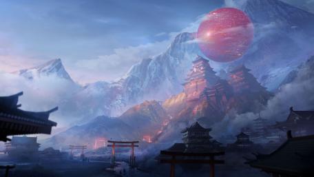 Mystical Japanese Castle in Fantasy World wallpaper