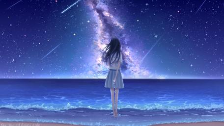 Starry Beach Encounter wallpaper