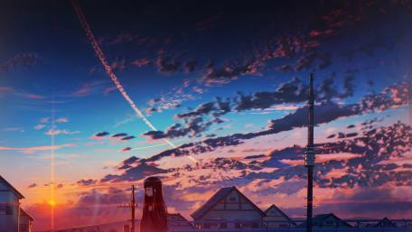 Sunset Solitude in Anime World wallpaper