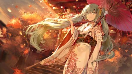 Autumn Serenade with Hatsune Miku wallpaper