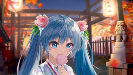 Autumn Serenade by a Blue-Haired Songstress wallpaper