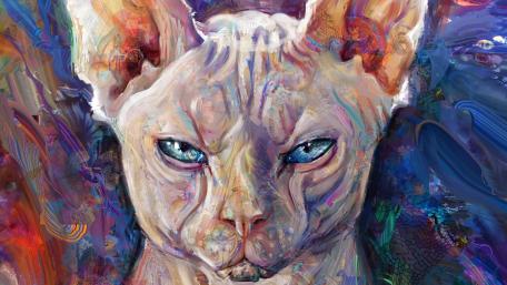 Sphynx Cat in Ethereal Watercolor Fantasy Painting wallpaper